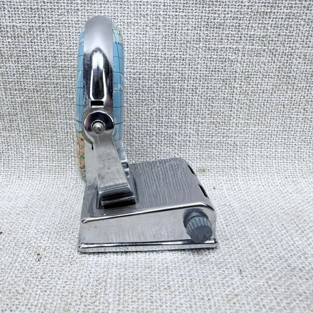 Vintage Japan Chrome Globe Perpetual Desk Calendar Mid Century Office Decor